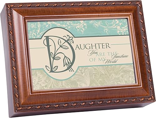 Cottage Garden Daughter You are Sunshine Woodgrain Rope Trim Music Box Plays You Light Up My Life