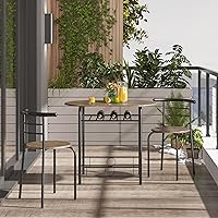 Vista 5 de Yaheetech 3 Piece Dining Table Set, Kitchen Table & Chair Sets for 2, Compact Bistro Table Set with Steel Legs, Built-in Wine Rack for Small Space