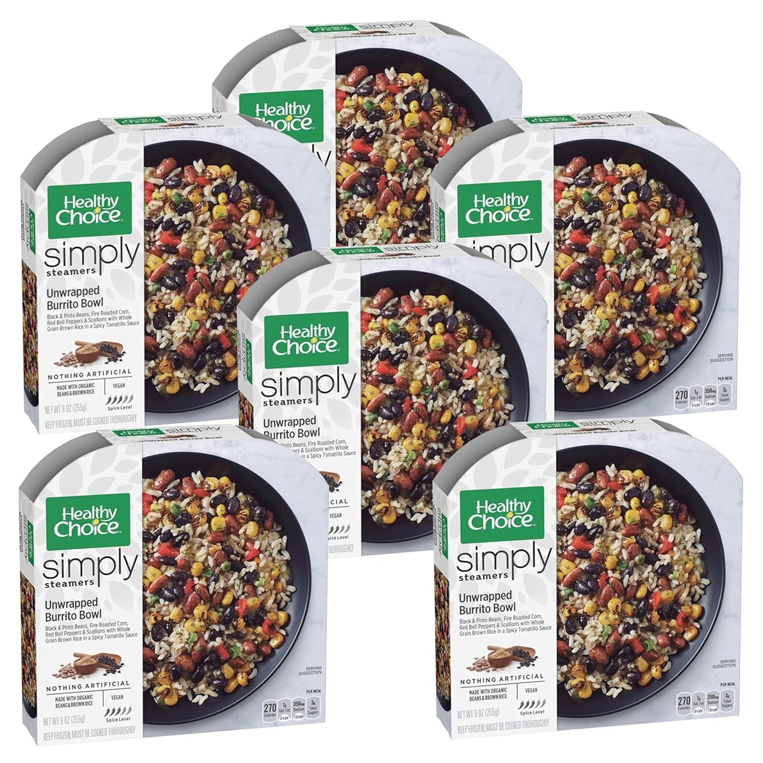 Healthy Choice Simply Organic Vegan Frozen Unwrapped Burrito Bowl - Fire Roasted Corn - Red Bell Peppers - Ready Set Gourmet Donate a Meal Program - 6 Pack (9.25oz Each) (6 - Pack)