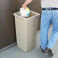 Vista 4 de Winco Papelera de plástico comercial cuadrada, 23 galones, color beige
