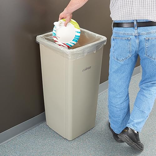 Miniatura 4 de Winco - Papelera cuadrada de 23 galones de altura, 15.2in cuadrados x 30.3in de alto, gris