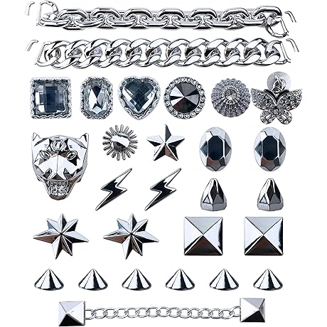 29PCS Lingwuerba Bling Charms Gothic Chains Accessories