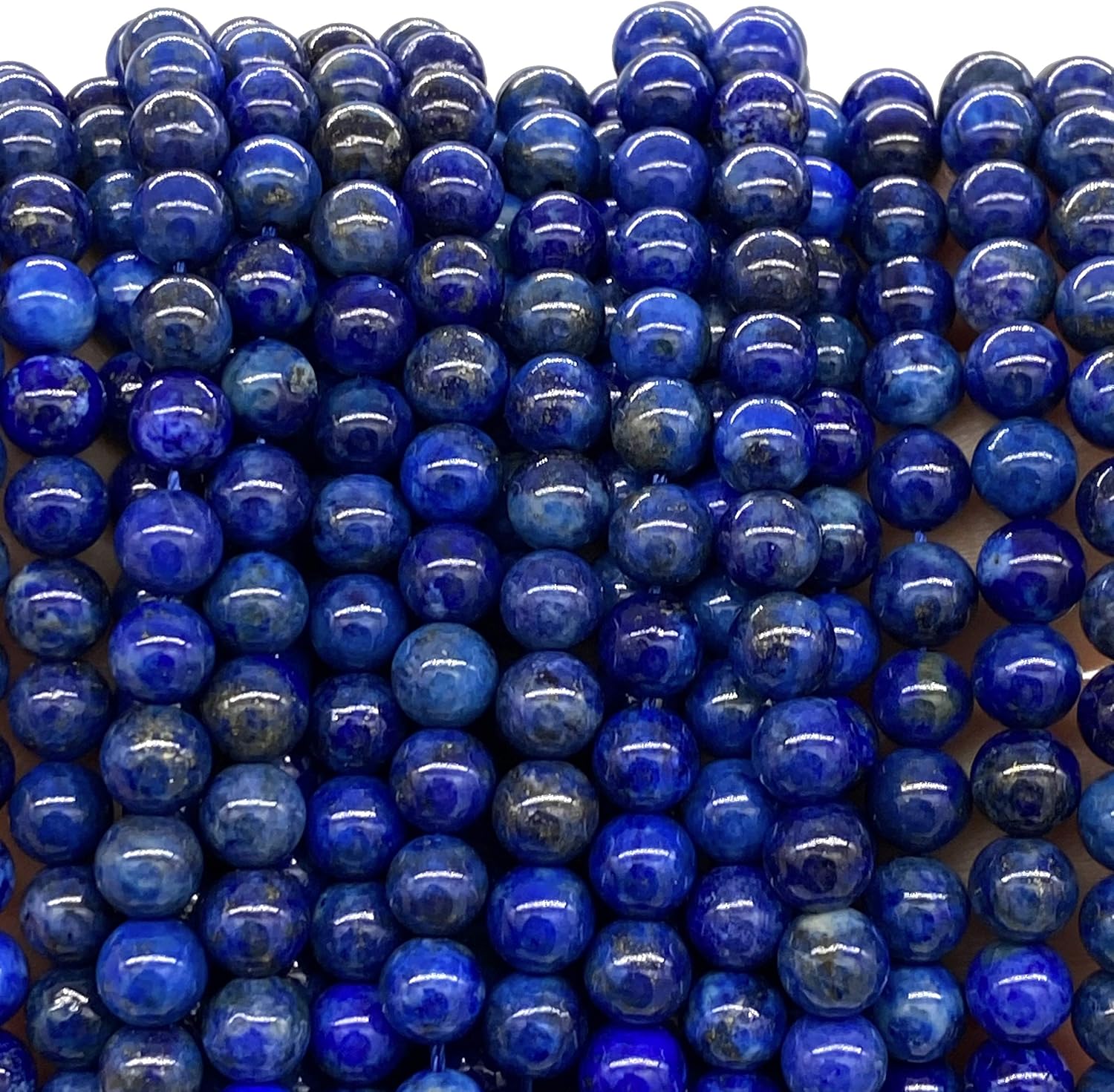 ABCGEMS Darkest Afghanistan Lapis Lazuli Beads with Tiny Golden Pyrite Inclusion (Located in The Remote Kokcha River Valley, High in The Hindu Kush Mountains) Smooth Round 6mm Tiny