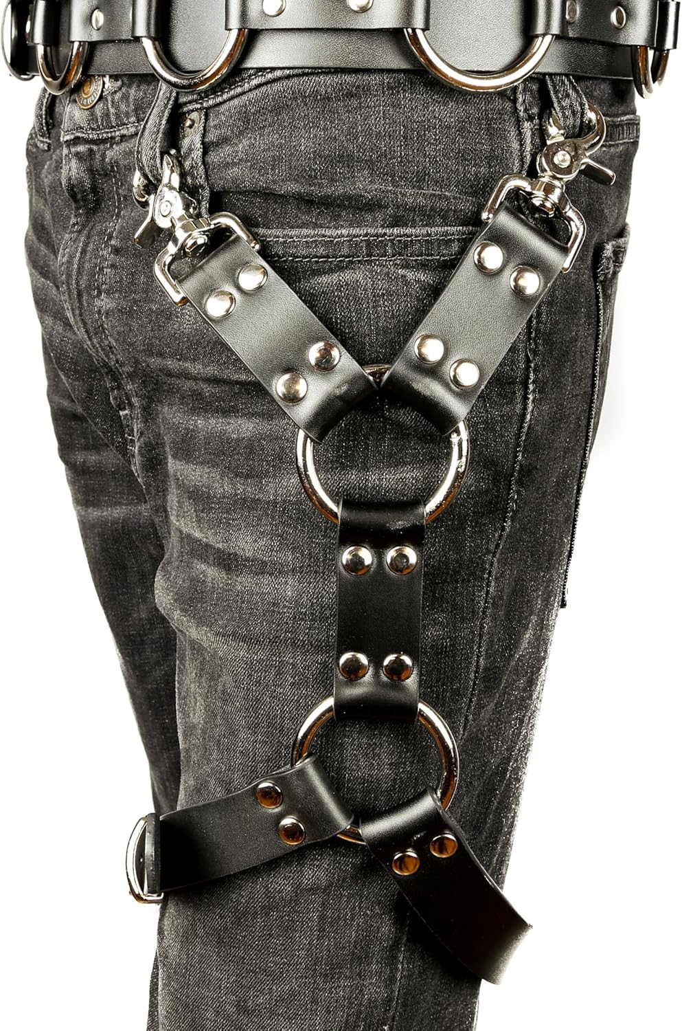 Thigh Leg Harness Two Ring Genuine Leather Punk Goth Cosplay Steampunk