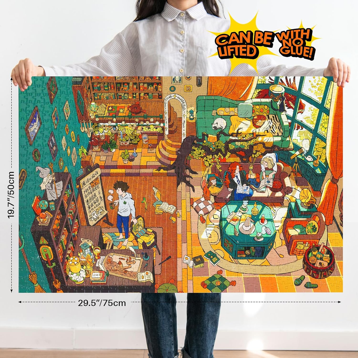 MOMIBOOK 1000 Piece Puzzle for Adults Jigsaw Puzzles of Enchanted Magic House, Touch Film Painting Image Difficult Challenging Hard Impossible Puzzle Unique Funny Party Christmas Birthday Gifts