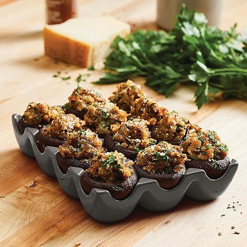 Miniatura 11 de Rachael Ray BandejaSoporte para huevos de cerámica de esmalte sólido, 12 tazas, gris oscuro