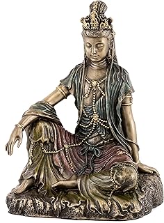 Top Collection Water and Moon Quan Yin Statue -Hand Painted Kuan Yin Goddess of Mercy and Compassion Sculpture in Premium Cold Cast Bronze- 5-Inch Collectible Bodhisattva AvalokiteÅ›vara Figurine