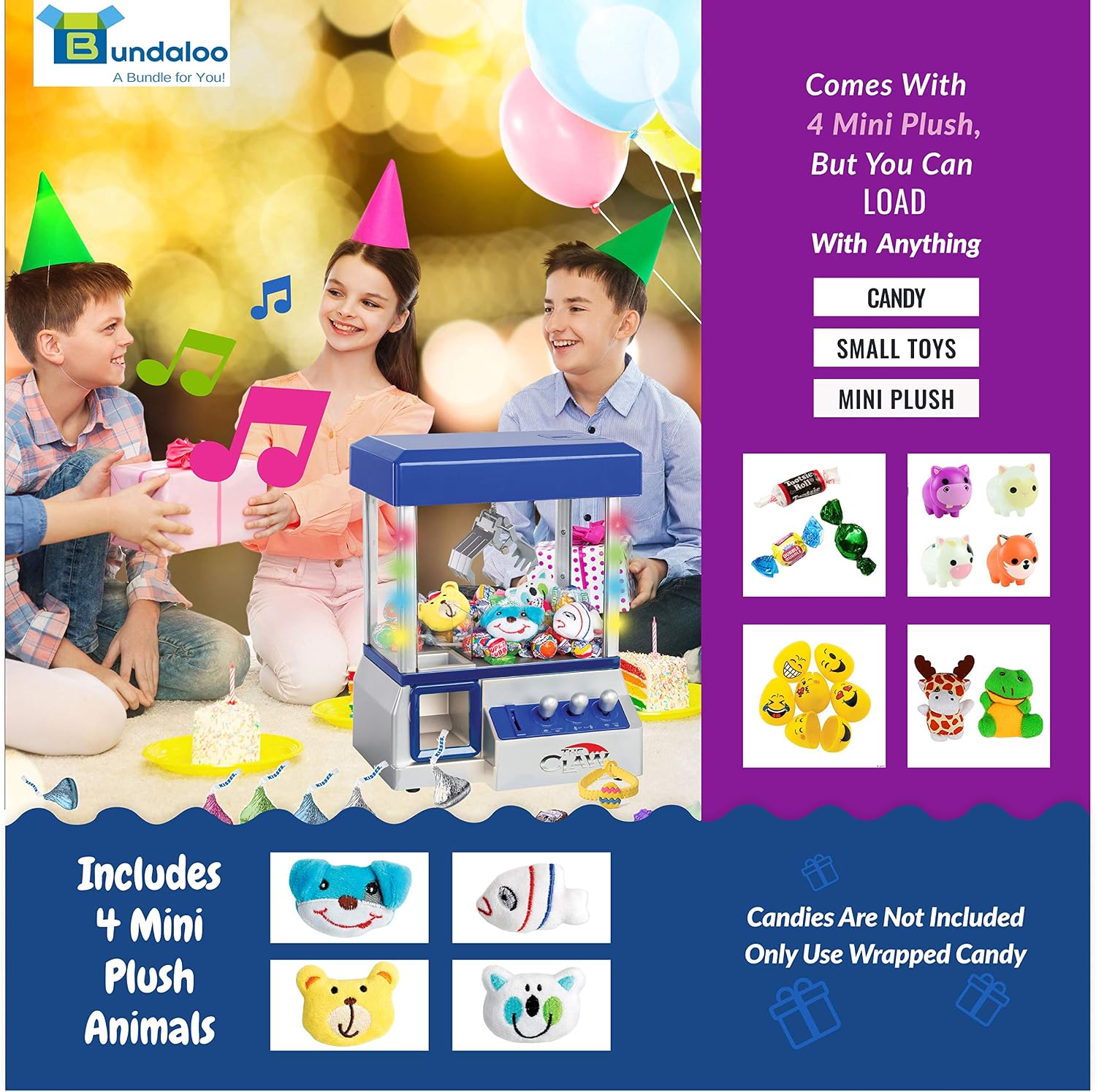 Chеареѕt 🛒 Bundaloo Claw Machine Arcade Game - Electronic Mini Candy and Toy Grabber Dispenser for Kids - with Lights Sound & 4 Mini Plush Animals (Blue) 60% оƒƒ Dіѕсоunt Bundaloo Claw Machine Arcade Game - Electronic Mini Candy and Toy Grabber Dispenser for Kids - with Lights Sound & 4 Mini Plush Animals (Blue)