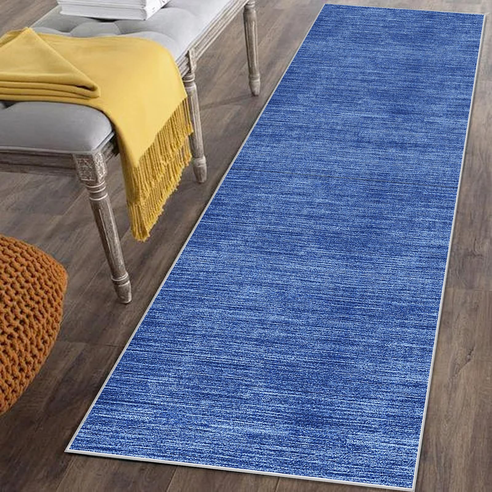 Carpet Runners for Hallway 120 x 350 cm Blue Non-Slip Washable Floor Carpet for Kitchen Runner Rug for Entryway Hallway Hall Runner Low Pile Area Rug Narrow Rug Runner for Hallway Kitchen Bedroom