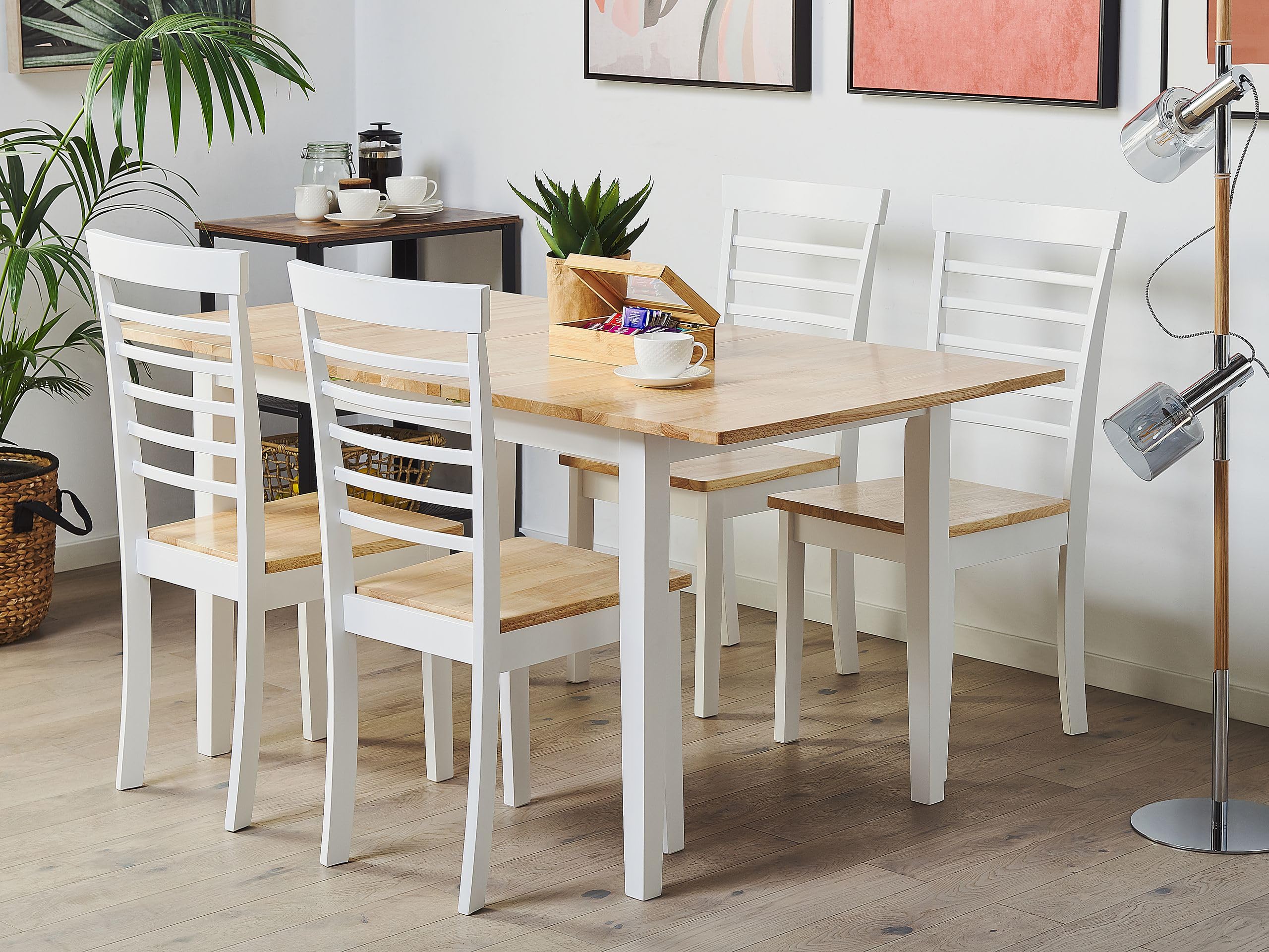 Beliani Esszimmertisch Mit Zusätzlicher Platte – 120 Cm, Weiß, Ausziehbar & Multifunktional