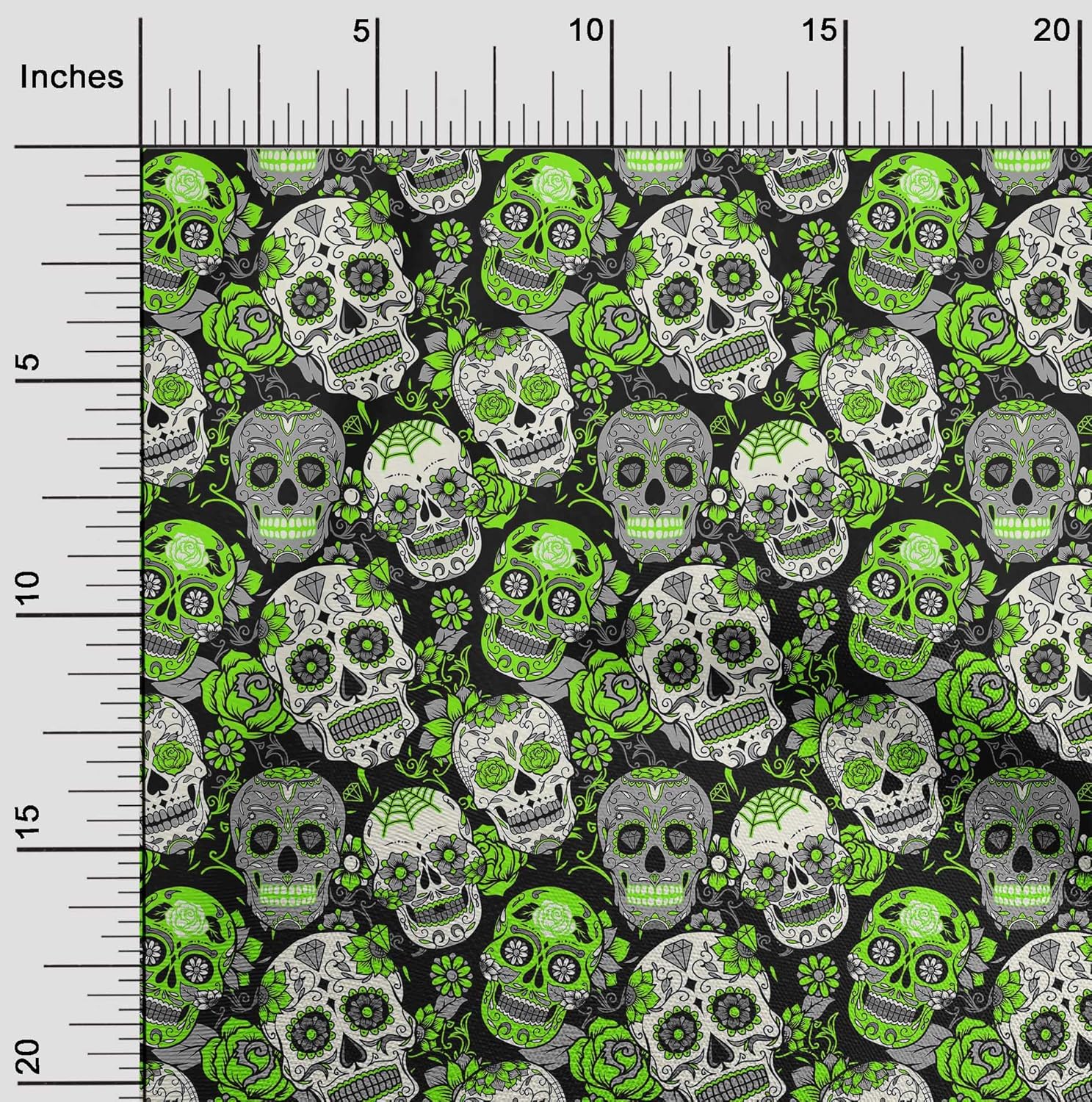 oneOone Polyester Spandex Orange Fabric Floral & Skull Skull DIY Clothing Quilting Material Print Fabric by Yard 56 Inch Wide