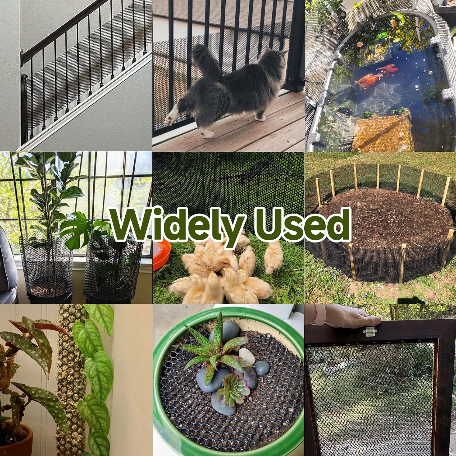 Plastic Chicken Wire Mesh 15.75inch x 50 Feet, Black Garden Protection Fencing Heavy Duty Wire Mesh Fence, Balcony Garden Floral Netting Fencing Barrier for Cat Dog