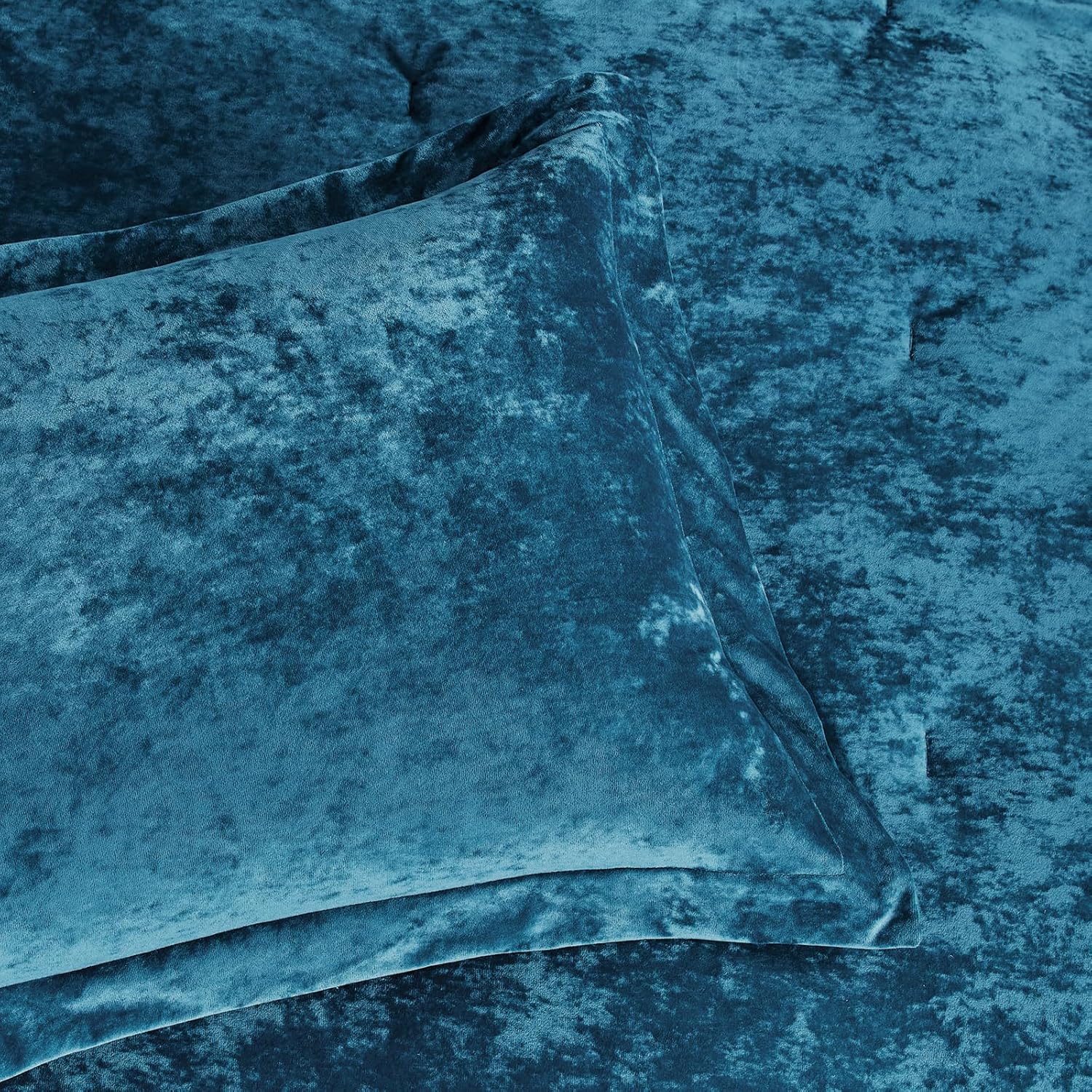 Sunshine Nicole Distressed Velvet Comforter Set, Distressed Velvet Face and Brushed Solid Microfiber Reverse, with Light Weight Soft Poly Fill, 5 Pieces Teal, Queen - Image 5