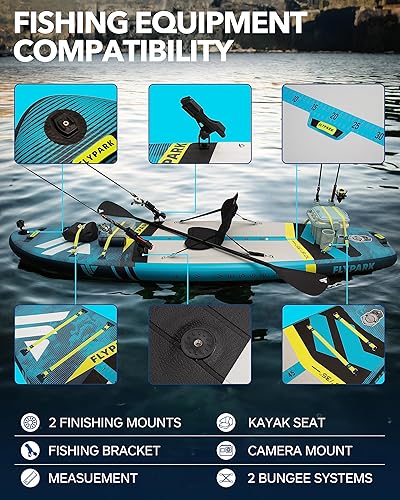 Miniatura 4 de Tabla de remo inflable para pescafamilia de 10 pies 811 x 35 pulgadas, tabla de remo inflable extra ancha, tabla de remo estable de pie, soporte