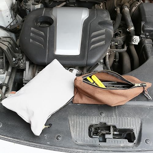 Miniatura 6 de Sea Team Paquete de 3 bolsas de herramientas de lona, bolsa de almacenamiento resistente con cremallera con resorte de metal, organizador de