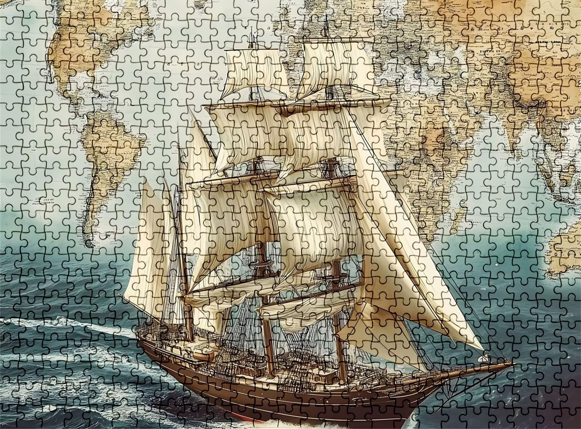 Mapa Bote Puzzle 3000 Piezas Adultos, Rompecabezas con Letras en la Parte Posterior - Piezas Que Encajan Perfectamente, Reto de Concentración, Regalo para Mujer y Decoración Hogar, 122 x 81 cm w0-127