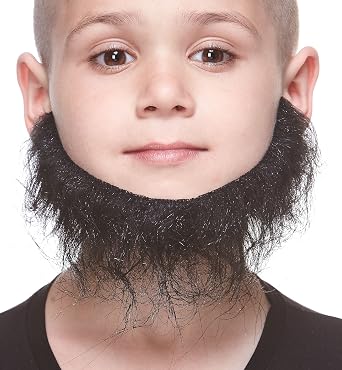 Mustaches Self Adhesive Morman Fake Beard for Kids, Novelty, Realistic False Facial Hair, Costume Accessory for Children