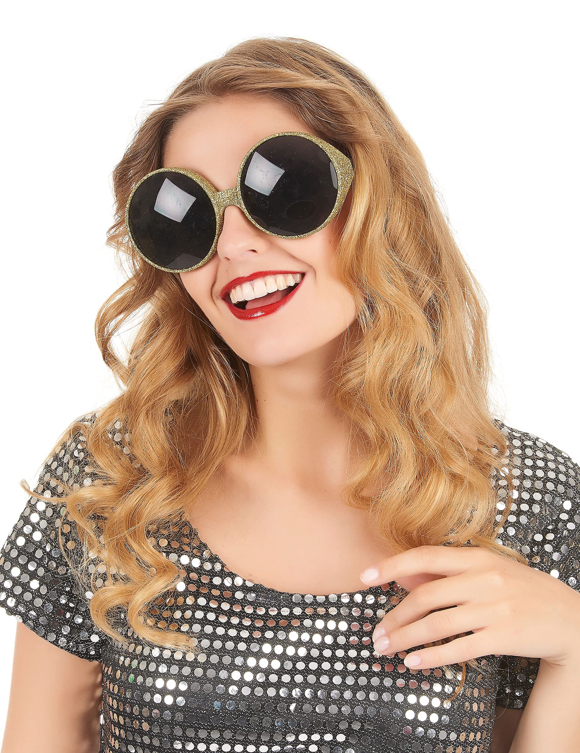 DESIGN - Occhiali da sole rotondi con montatura bianca e lenti sfumate chiare