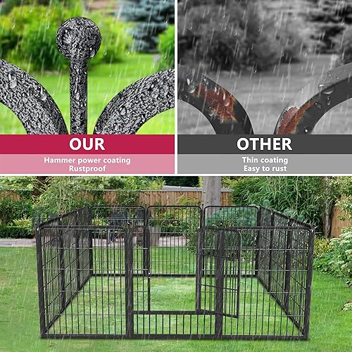 Miniatura 6 de Corralito para perros al aire libre, 32 pulgadas de altura, 36 paneles de valla de metal resistente con puertas, bolígrafos para perros medianos y