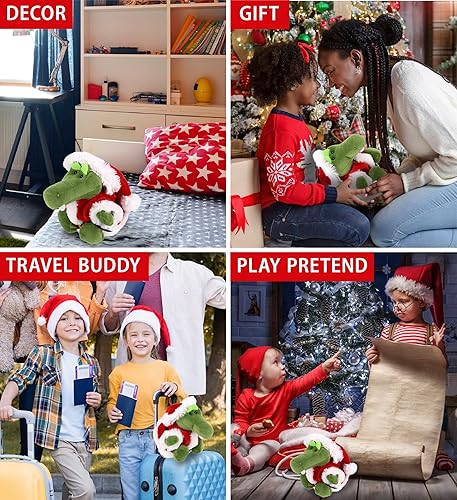 Miniatura 4 de DolliBu Peluche de cocodrilo de Papá Noel, súper suave, disfraz de animal salvaje con traje de Papá Noel rojo, lindo regalo de vida silvestre,