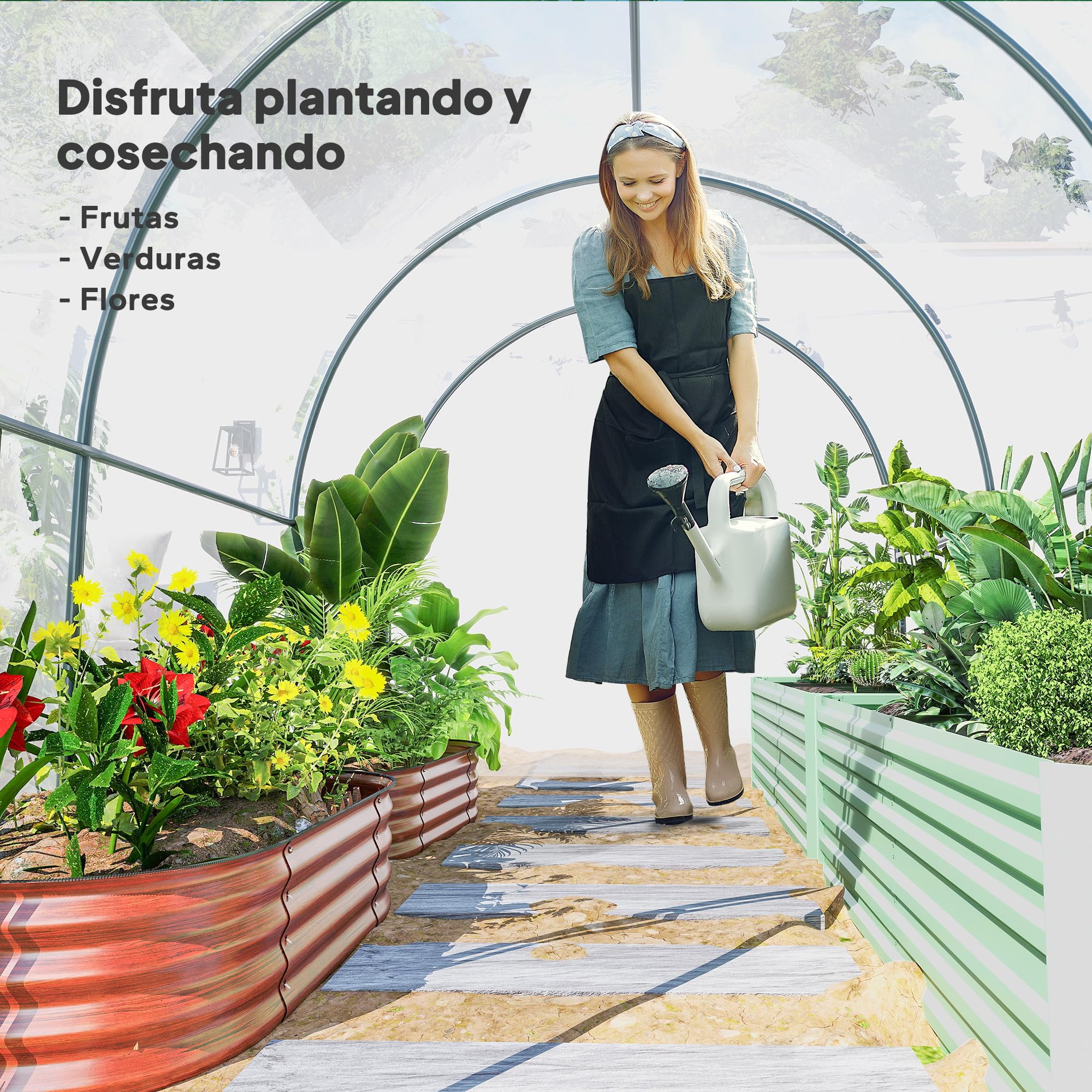 Outsunny Invernadero de Exterior 3x2x2 m 2 Ventanas de Malla Transparente | Invernadero de Túnel, Puerta Enrollable, Cubierta de Plástico, Marco de Acero, Anti-UV, para Cultivos Plantas Flores