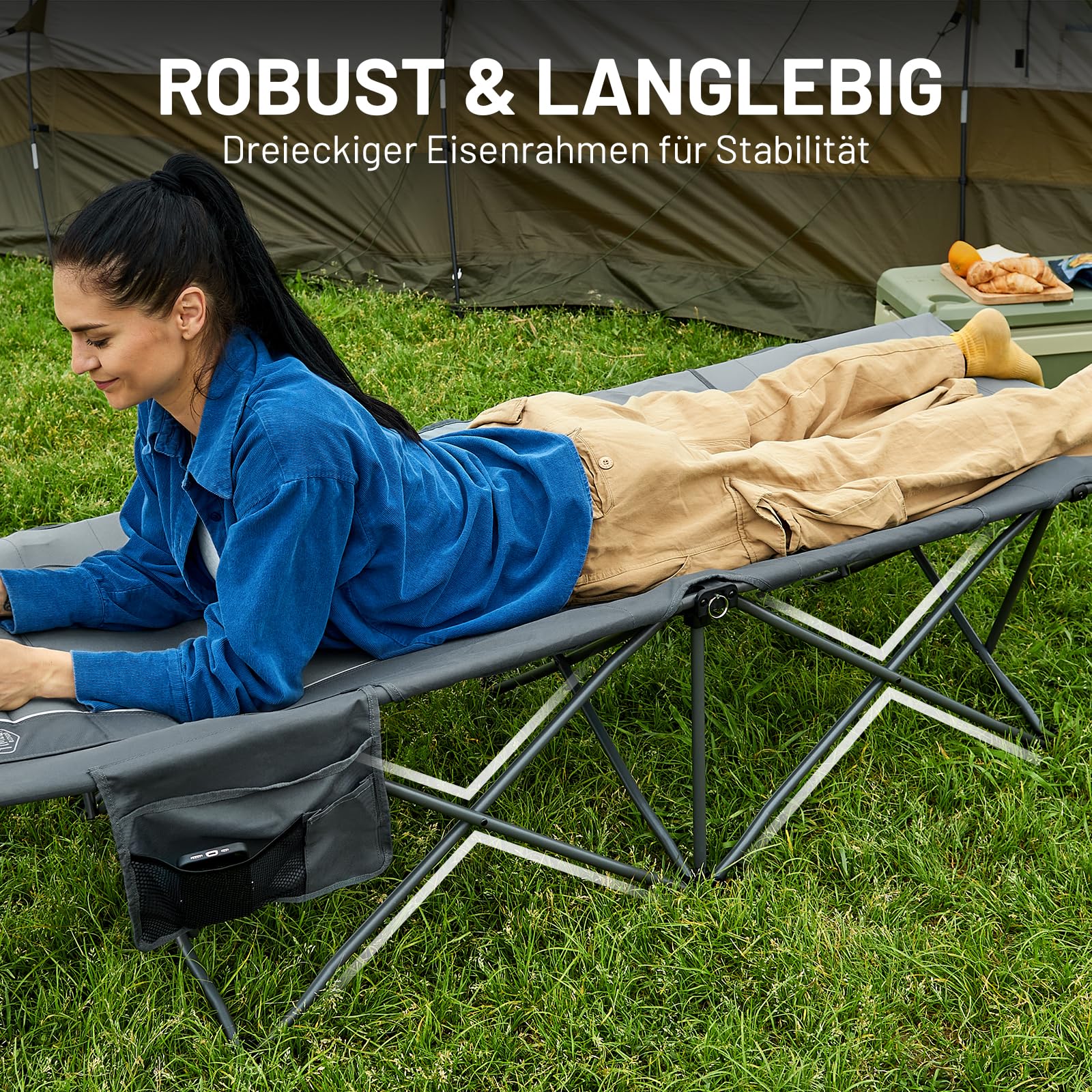 TIMBER RIDGE Feldbett Klappbar 150KG XXL Klappbett Camping All-in-one