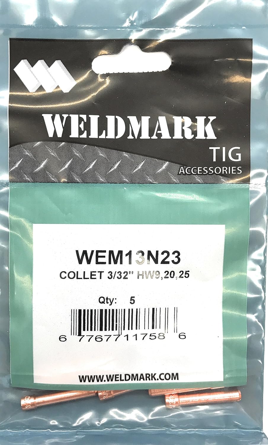 Weldmark TIG Collet 9, 20, 25 Torch Pk = 5 (13N233/32")