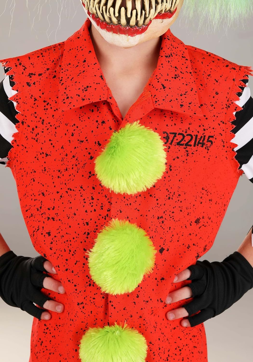 Vissago Scary Clown Costume For Kids | Horror Outfit With Jumpsuit, Latex Mask, Gloves, And Pom Pom Shoe Clips