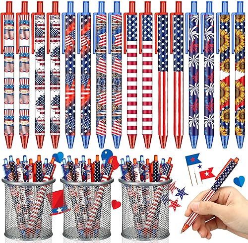Leinuosen 72 Piezas Bolígrafos del Día de los Veteranos Bandera Americana a Granel EE.UU. Bolígrafos Temáticos Patrióticos Bolígrafos Patriotas del