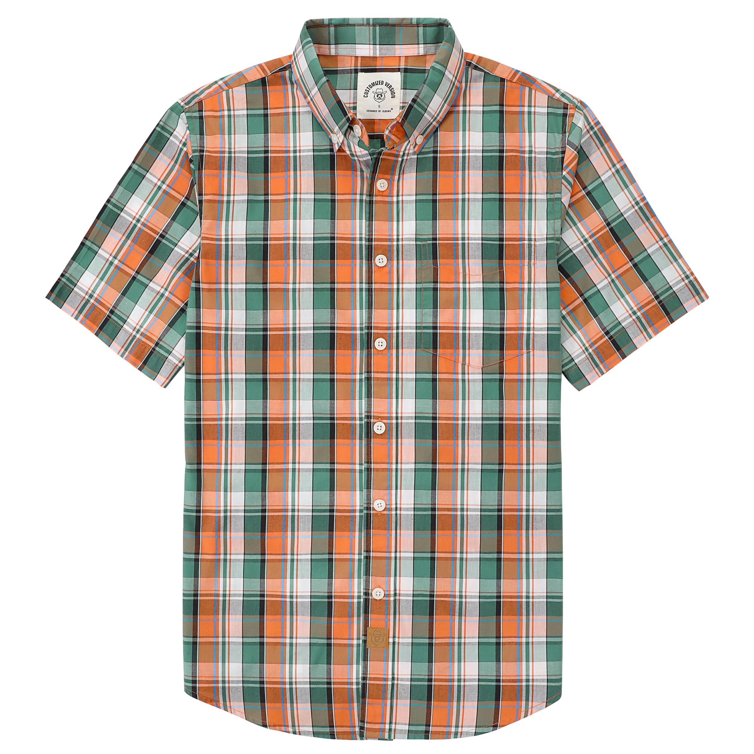 Dubinik® Mens Short Sleeve Button Down Shirts Soft Breathable Summer Vintage Regular Fit Lightweight Men's Casual Shirt