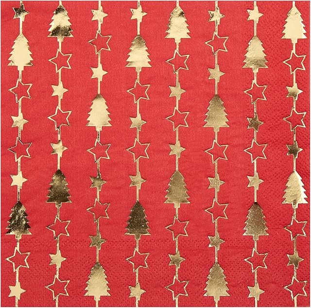 Neviti Dazzling Christmas Party Napkins - Red & Gold - 3 Ply - 16 Pack