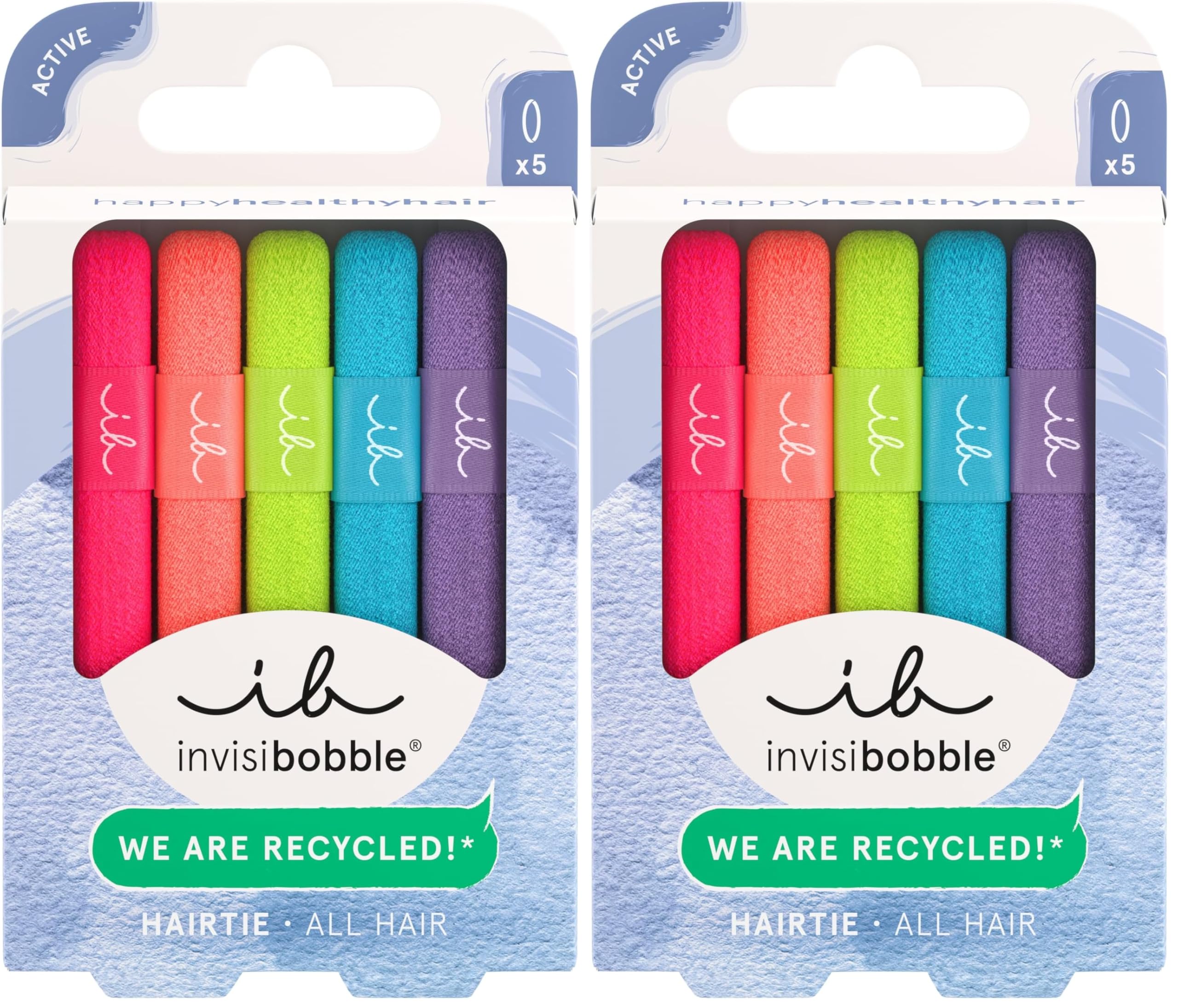 invisibobble HAIR TIE Neon Glow (5 Stück) – Haargummi Set aus recyceltem Material – Neonfarben für Mädchen & Damen – Kleines Haarband als Haarschmuck für Sport & Alltag – Stylisch & haltbar