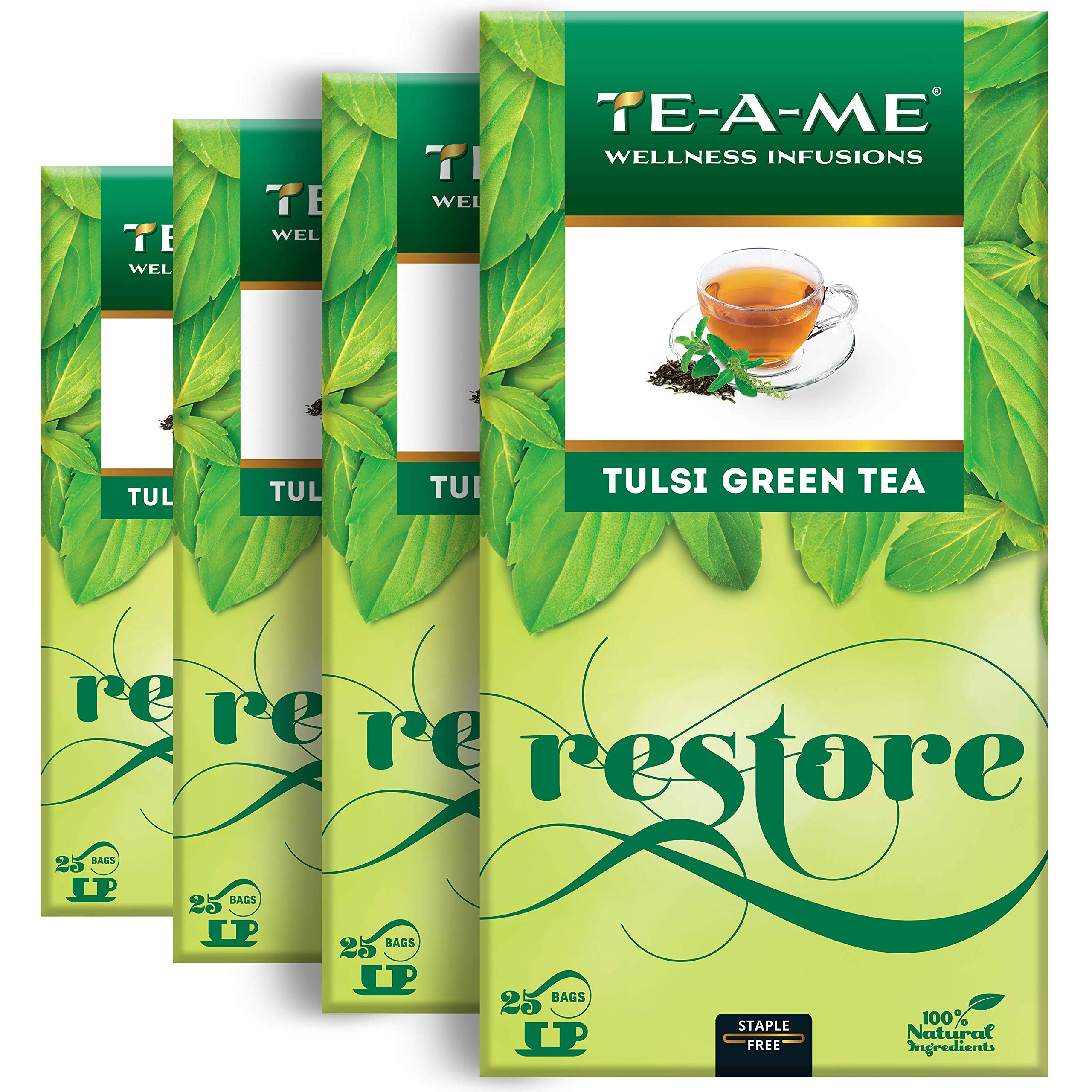 TE-A-ME Green Tea - Tulsi (Pack of 4) | Tulsi Green Tea | Green Tea Bags 100 pcs (B088RGQ88G) Amazon Price History, Amazon Price Tracker