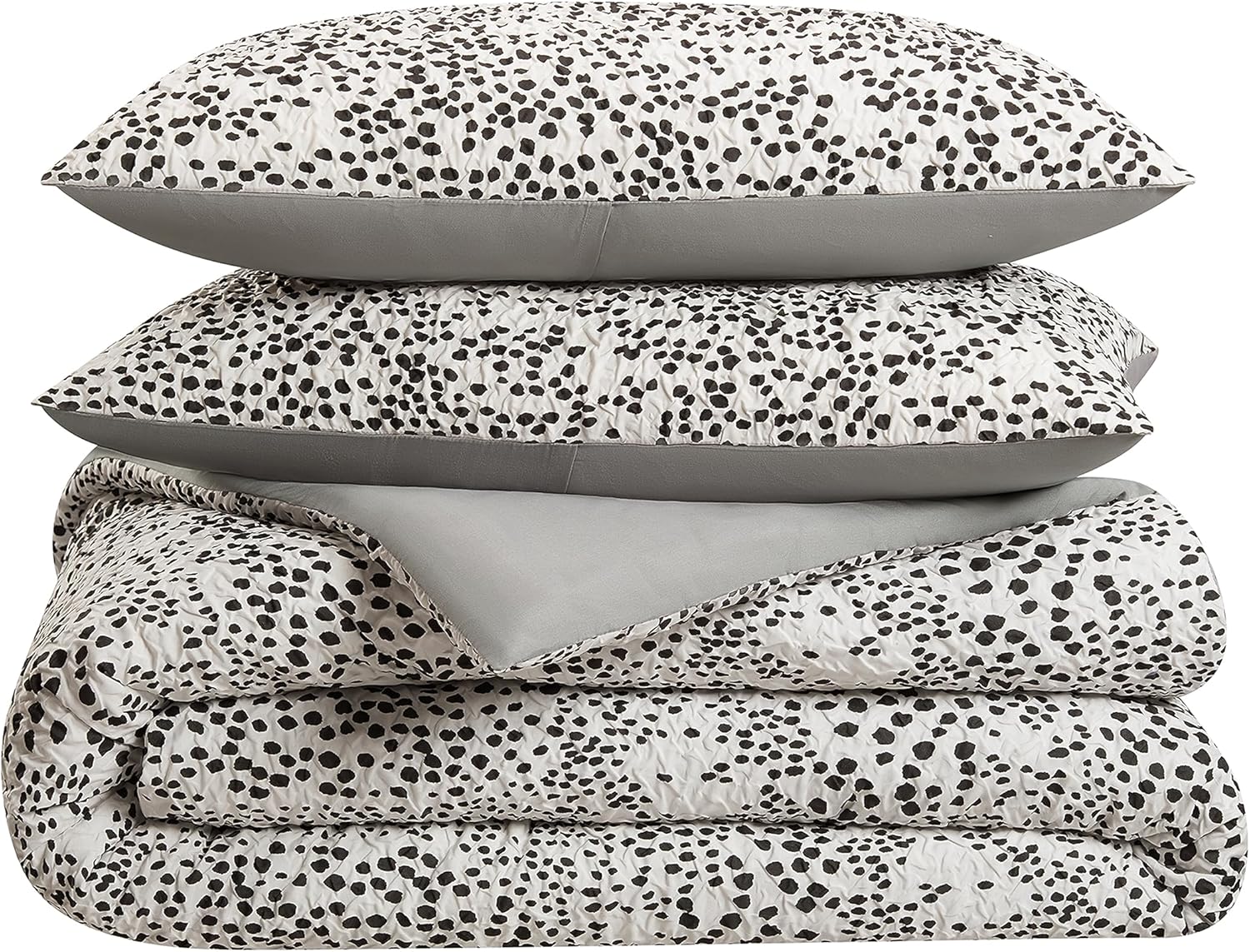 Nine West Layla 7 Piece Leopard Printed Texture Bedding Set, Luxurious All Season Bedding Including Comforter, Sheets, Pillow Shams & Cases, Queen, Black/White