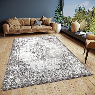 Hanse Home Retro Teppich Orientalisch – Orientalischer Kurzflor Wohnzimmerteppich im Vintage Look, Orient-Teppich Läufer für Schlafzimmer, Esszimmer, Wohnzimmer, Flur, Küche – Creme Schwarz, 160x235cm