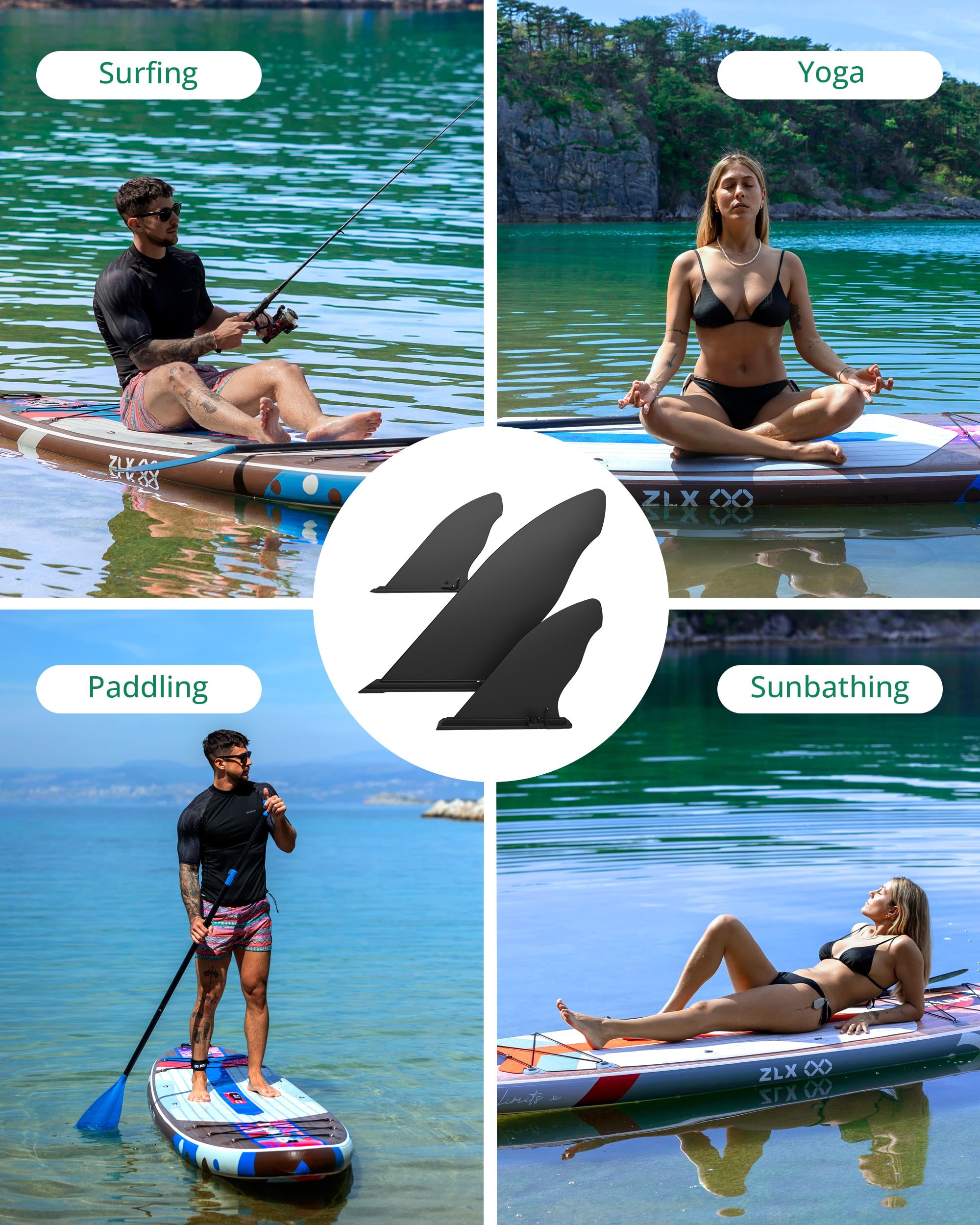 ZLX Set di pinne di ricambio per paddle board, pinne di ricambio staccabili, ricambio per pinne a sgancio rapido, accessori di ricambio durevoli per tavole da SUP gonfiabili