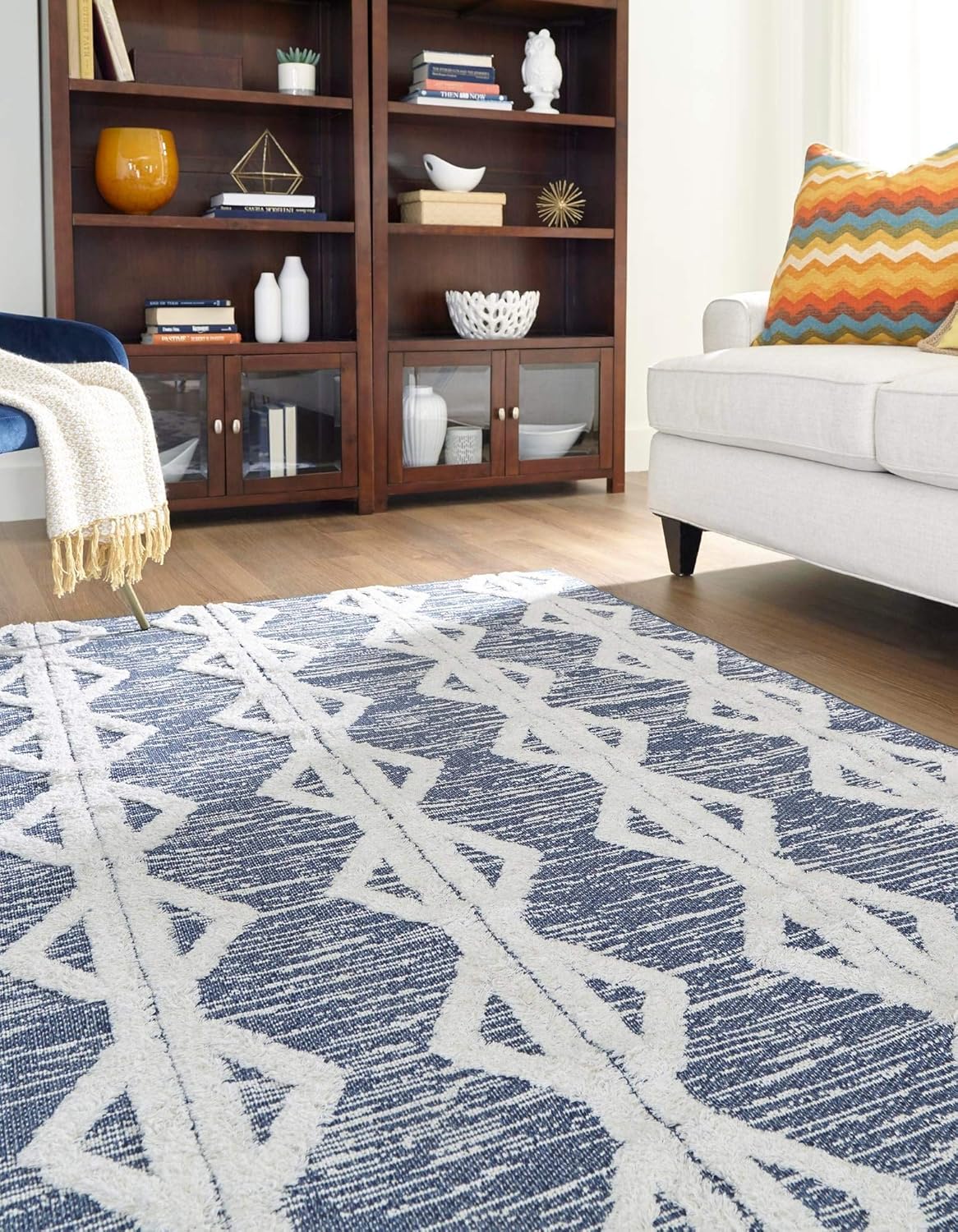 Rugs.com Sabrina Soto Casa Collection Rug – 2' x 3' Navy Blue High Rug Perfect for Entryways, Kitchens, Breakfast Nooks, Accent Pieces