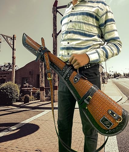 Miniatura 6 de ZOLO LEATHERS Funda de cuero genuino grabada para rifle Western Scabbard se adapta a 16 a 20 pulgadas de longitud de cañón de palanca, rifle de
