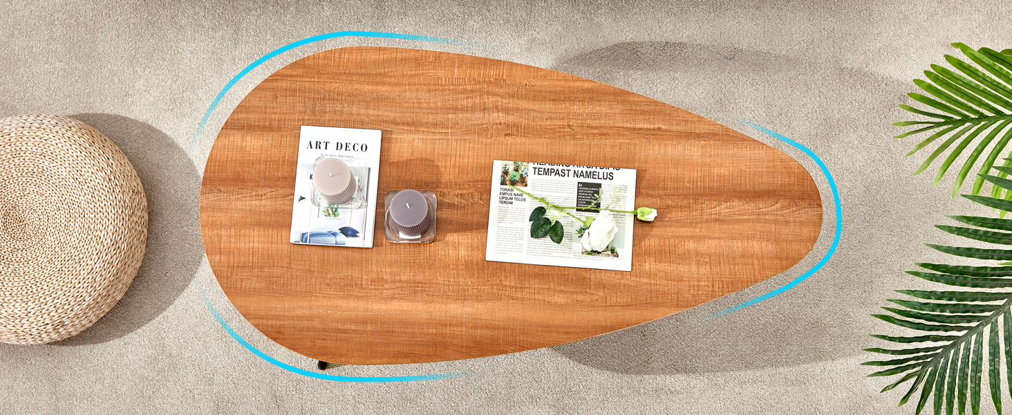 SAYGOER Modern Oval Coffee Table – White, Tool-Free Assembly For Small Spaces, 42.5” W X 22.2” D X 17.1” H