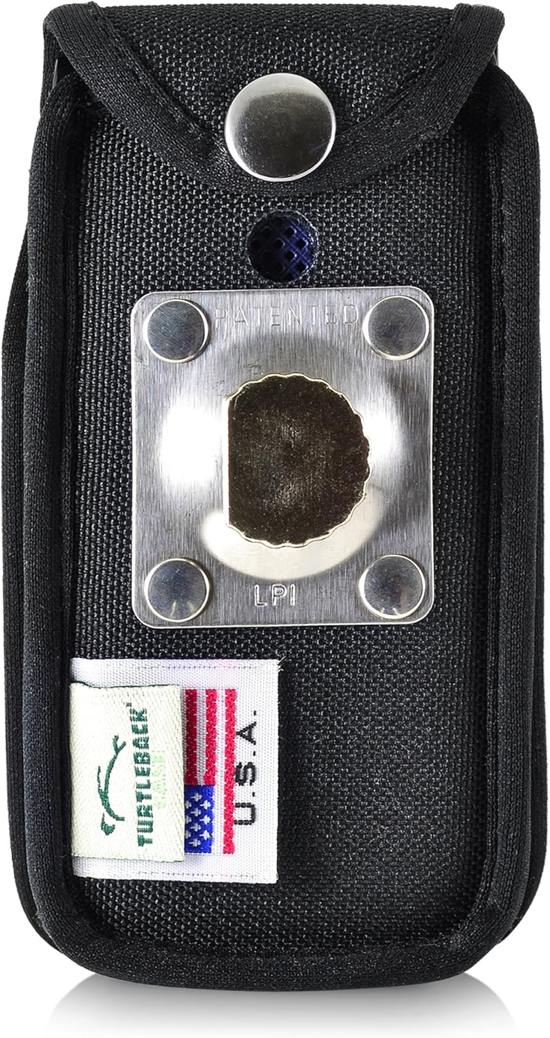 Turtleback Fitted Case Made for Alcatel Go Flip, Flip V, ATT Cingular FLIP2 and T-Mobile 4044W, MYFLIP (A405DL) Flip Phone Black Nylon Heavy Duty Rotating Removable Metal Belt Clip