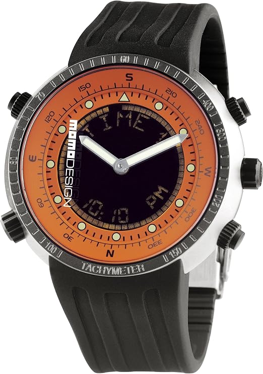 MOMO Design MD182-EXP-02OR-RB - Orologio da polso, caucciú, colore: nero :  Amazon.it: Orologi