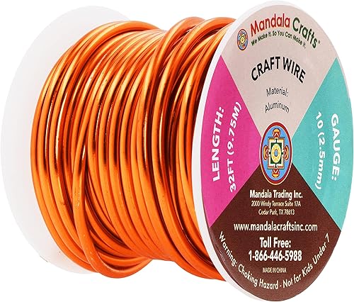 Vista 749 de Mandala Crafts Alambre de aluminio anodizado de calibre 8 para hacer joyas, alambre neutro flexible de color de 128 pies, flexible y flexible