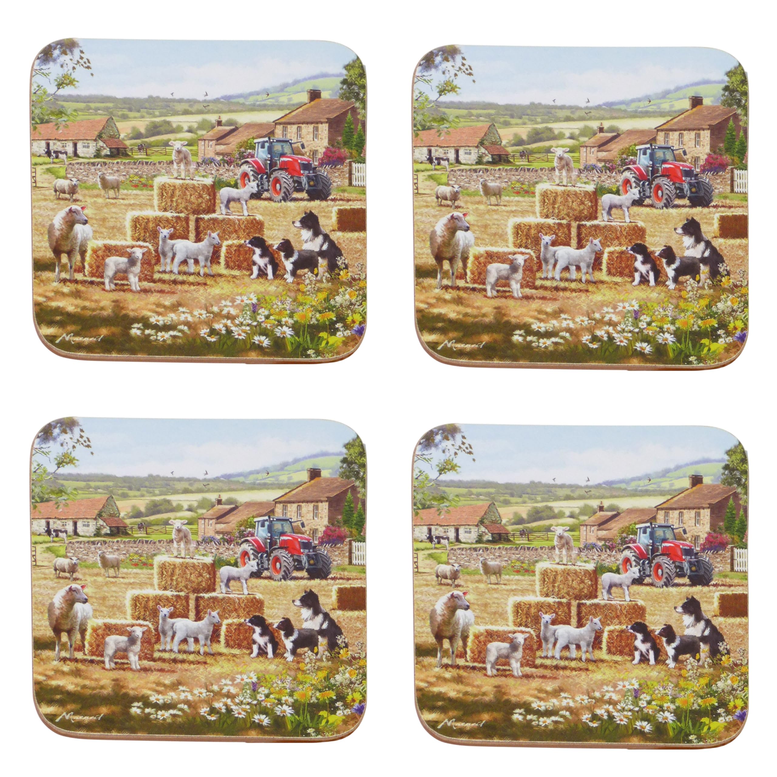 The Leonardo Collection Collie & Sheep Coasters Set Of 4 | Coasters Set For All Modern Kitchen & Offices | Designed By Macneil Studios | For All Types Of Cups & Mugs