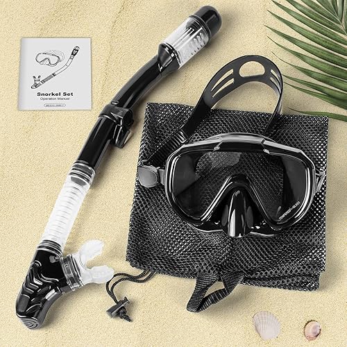 Miniatura 7 de Snorkel Set, Zipoute Snorkel Dry Top Snorkeling Gear for Adults, Panoramic Anti-Leak and Anti-Fog Tempered Glass Lens, Adults Adjustable Snorkeling