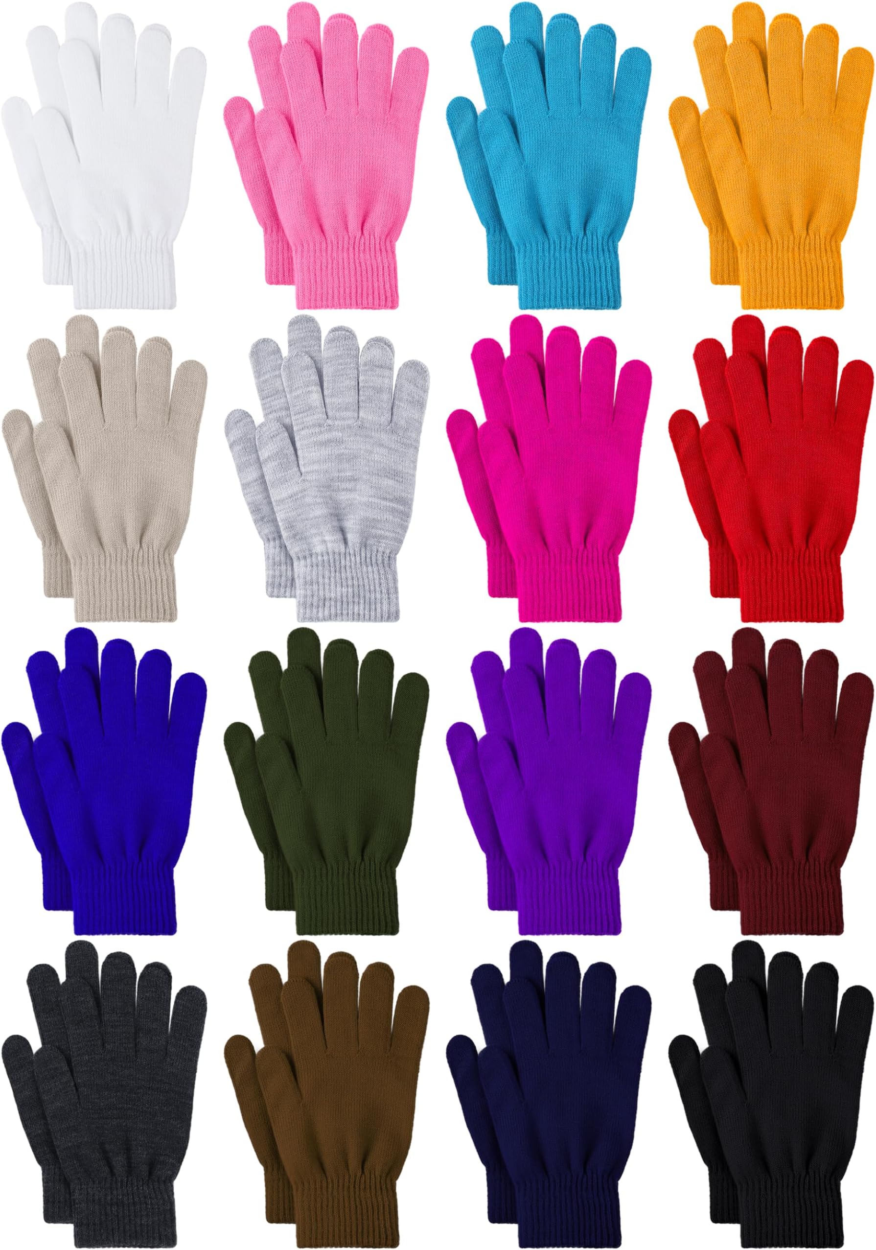 16 Pairs Winter Gloves for Men Women Knit Stretchy Warm Adult Magic Gloves Bulk Pack