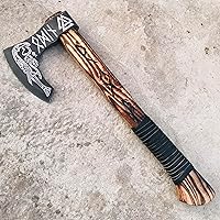 Vista 4 de Viking TOOLS-Hacha vikinga Berserker Tomahawk de 22.0 pulgadas con funda de cuero, hacha vikinga forjada a mano 'Fenrir' nórdico Valhalla Vikings