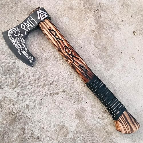 Miniatura 5 de Viking TOOLS-Hacha vikinga Berserker Tomahawk de 22.0 pulgadas con funda de cuero, hacha vikinga forjada a mano 'Fenrir' nórdico Valhalla Vikings