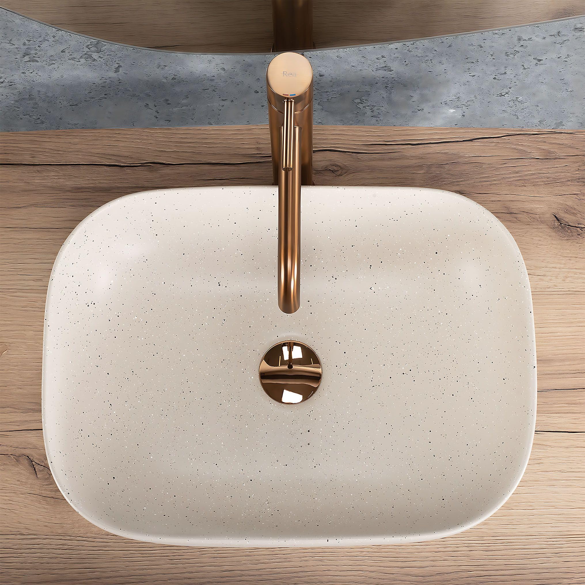 Lavabo Sobre Encimera Rea Belinda Sandy Beige 46,5X33X13,5Cm