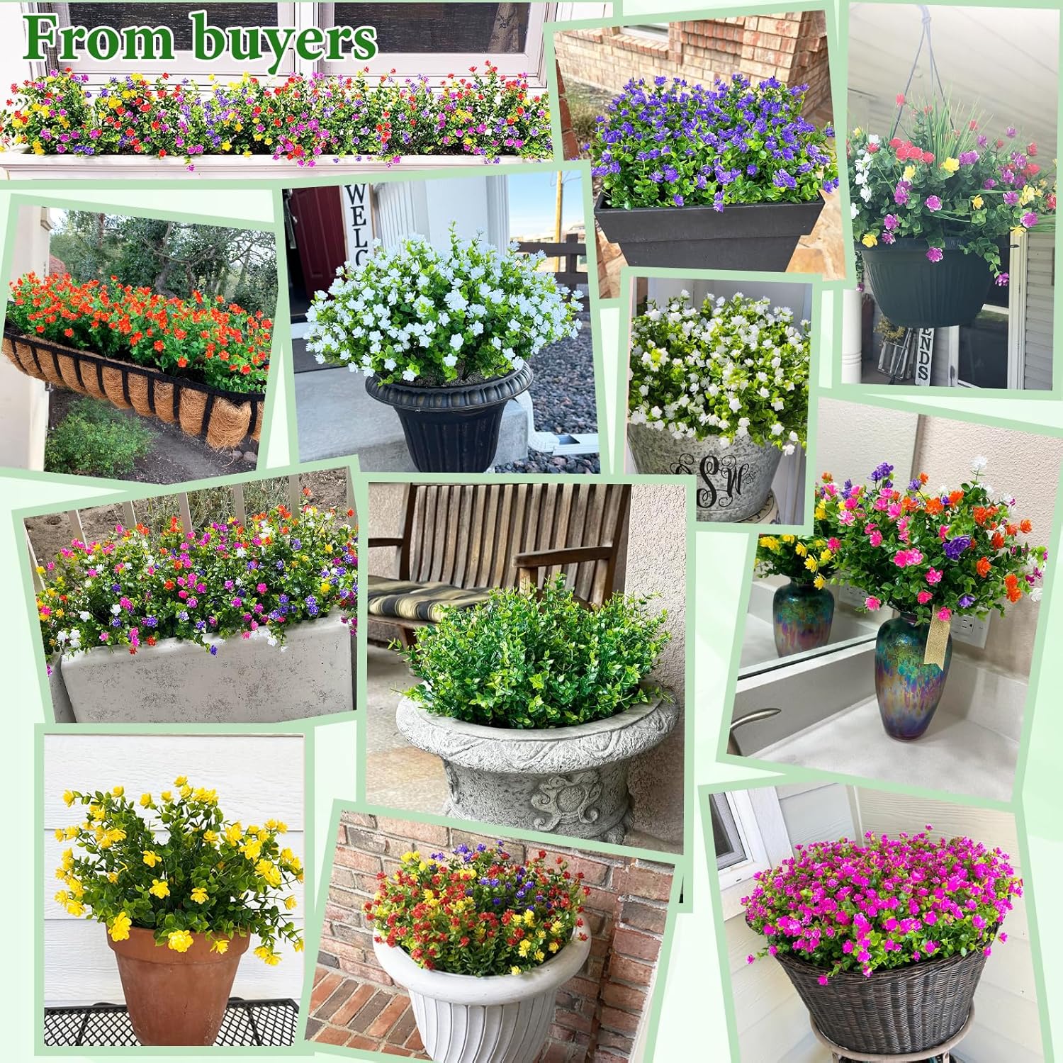 Yastouay Artificial Flowers for Outdoors UV Resistant, 22 Bundles White Realistic Fake Outdoor Flowers Fake Plants, Faux Flowers for Outdoor Planters Front Porch Garden Window Box Farmhouse Decor