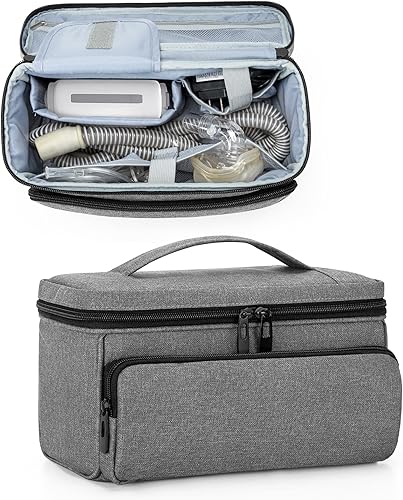 CURMIO Bolsa de viaje CPAP compatible con ResMed AirMini, estuche de transporte de máquina CPAP para suministros CPAP, gris (solo bolsa vacía,
